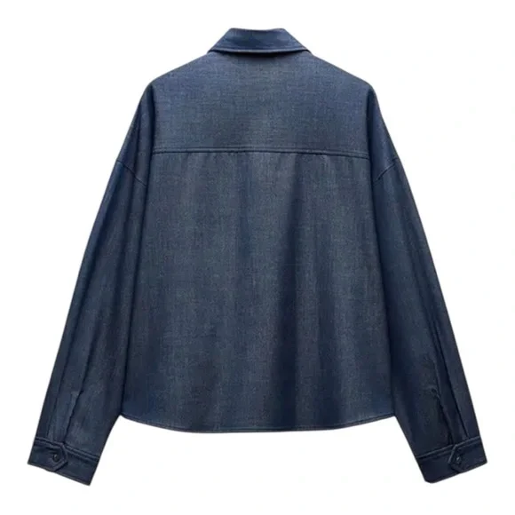 Zara Women's Dark Blue Jean Jacket - Picture 2 of 4